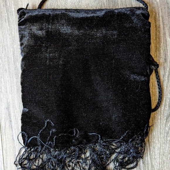 VINTAGE 90s Embroidered Velour Purse Floral Embroidery Handmade Crossbody Bag - Picture 3 of 8